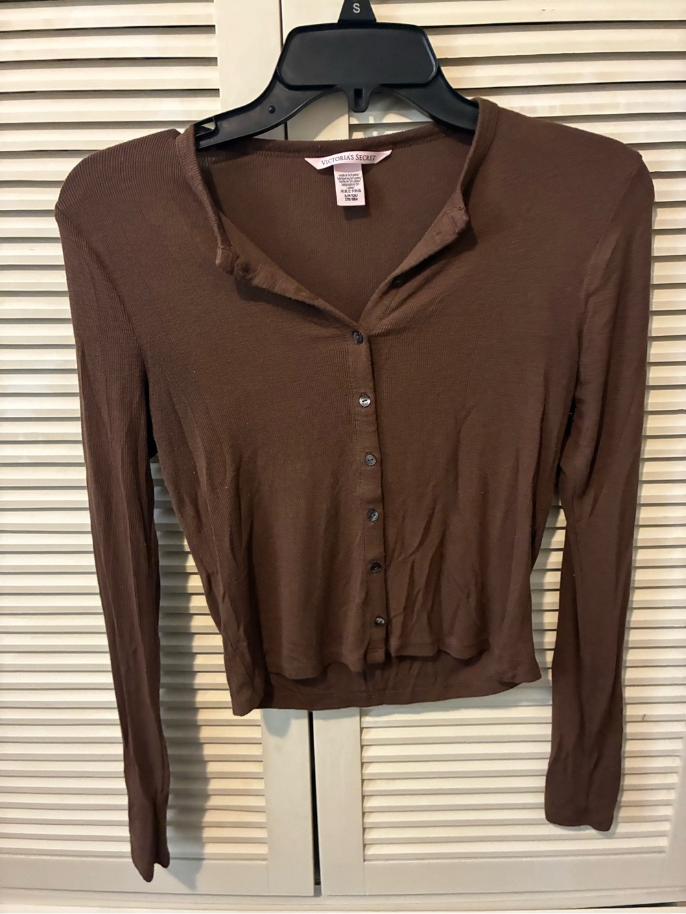 Victoria's Secret Chocolate Brown Button-Front Long Sleeve Top